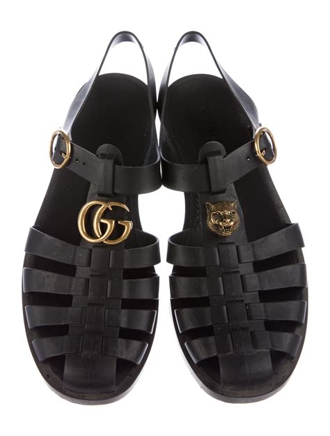 gucci rubber strap sandal|Gucci snakeskin sandals.